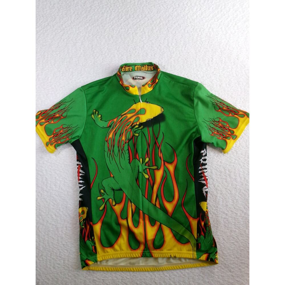 Vintage Y2k Primal Gear "Fire Walker" Cycling Jersey Lizard Flames, Men Large